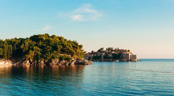 Ilha Sveti Stefan Montenegro Tiro Panorâmico — Fotografia de Stock