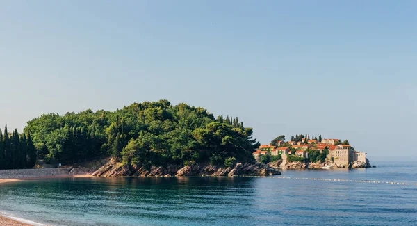 Insel Sveti Stefan Montenegro Panoramaaufnahme — Stockfoto