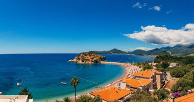 Sveti Stefan Adası. Panoramik çekim