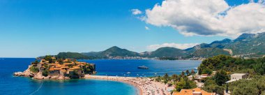 Sveti Stefan Adası. Panoramik çekim