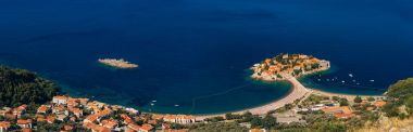 Sveti Stefan Adası. Panoramik çekim