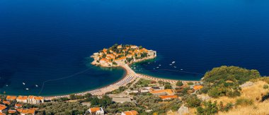 Sveti Stefan Adası. Panoramik çekim