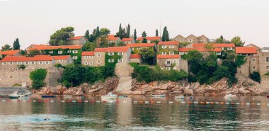 Sveti Stefan Adası. Panoramik çekim