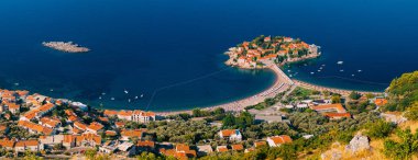 Sveti Stefan Adası. Panoramik çekim