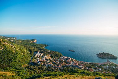 Sveti Stefan Adası. Panoramik çekim