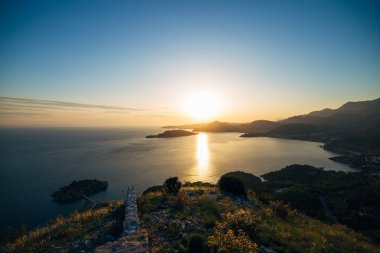 Sveti Stefan Adası. Panoramik çekim