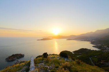 Sveti Stefan Adası. Panoramik çekim
