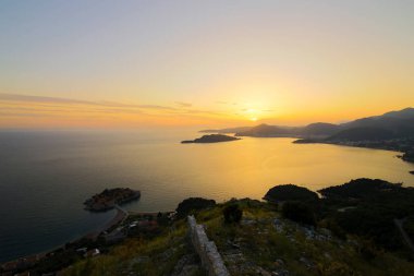 Sveti Stefan Adası. Panoramik çekim