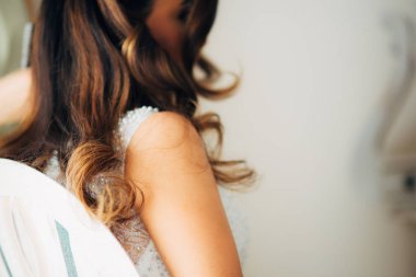 Kadının saç, kıvırcık yakın çekim