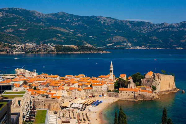 Panoramiczny widok ten Budva Riviera z tarasu widokowego — Zdjęcie stockowe