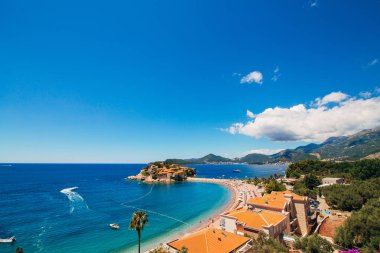 Sveti Stefan Adası. Panoramik çekim