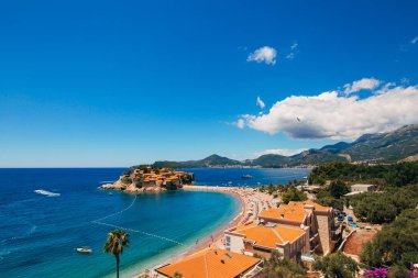 Sveti Stefan Adası. Panoramik çekim