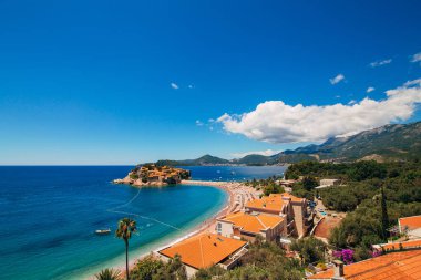 Sveti Stefan Adası. Panoramik çekim