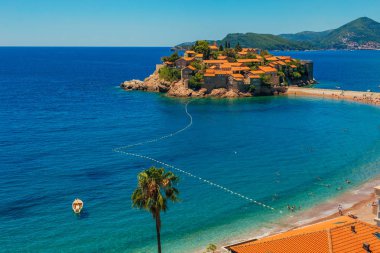 Sveti Stefan Adası. Panoramik çekim
