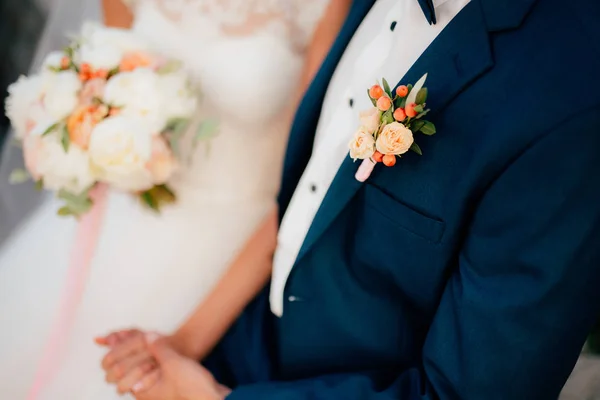 Wedding flower boutonniere groom — Stock Photo, Image