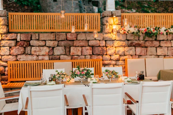 Wedding table in a rustic style with olives — Stock Photo, Image