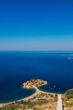 Sveti Stefan Adası. Panoramik çekim