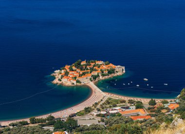 Sveti Stefan Adası. Panoramik çekim