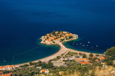Sveti Stefan Adası. Panoramik çekim