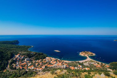 Sveti Stefan Adası. Panoramik çekim