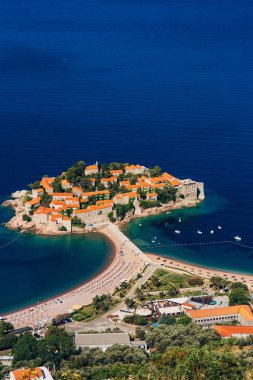 Sveti Stefan Adası. Panoramik çekim