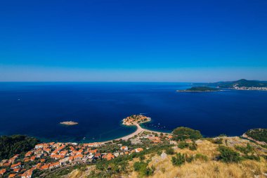 Sveti Stefan Adası. Panoramik çekim