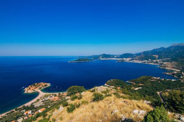 Sveti Stefan Adası. Panoramik çekim