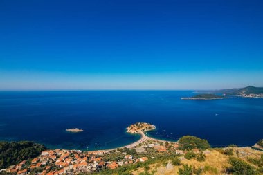 Sveti Stefan Adası. Panoramik çekim