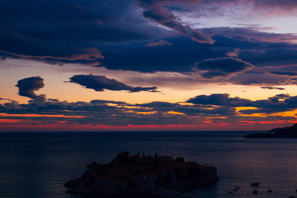 Island of Sveti Stefan. Panoramic shot