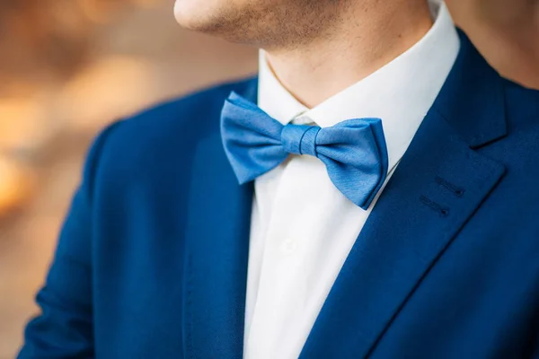 Tie Butterfly Close-Up. Traje de novio de boda —  Fotos de Stock