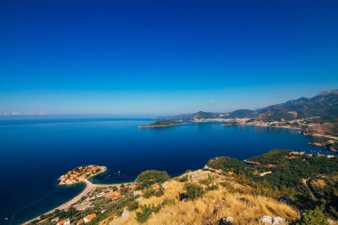 Sveti Stefan Adası. Panoramik çekim