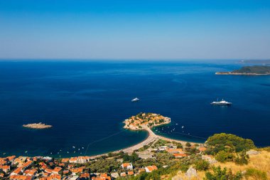 Sveti Stefan Adası. Panoramik çekim