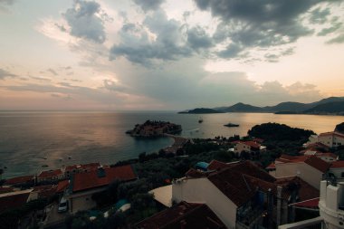 Sveti Stefan Adası. Panoramik çekim