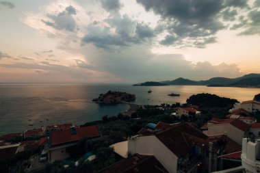 Sveti Stefan Adası. Panoramik çekim