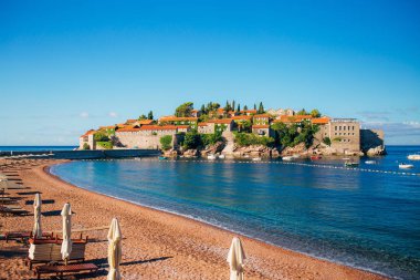 Sveti Stefan Adası. Panoramik çekim