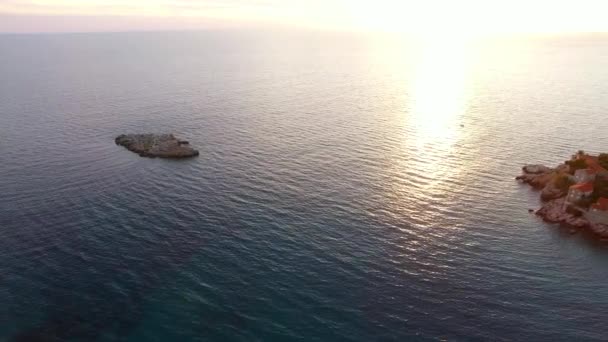 Sveti Stefan Island, aerial photography — Stock Video