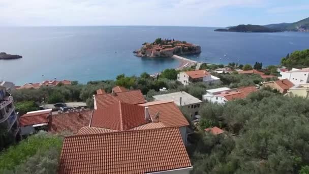 Isola di Sveti Stefan, fotografia aerea — Video Stock