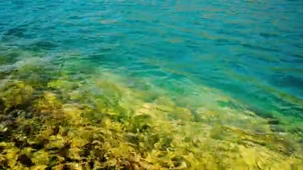 Konsistens av vatten. Adriatiska havet nära Montenegro. Transparent blå — Stockvideo