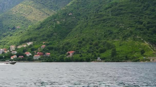 Schiffe und Boote in der Bucht von kotor — Stockvideo