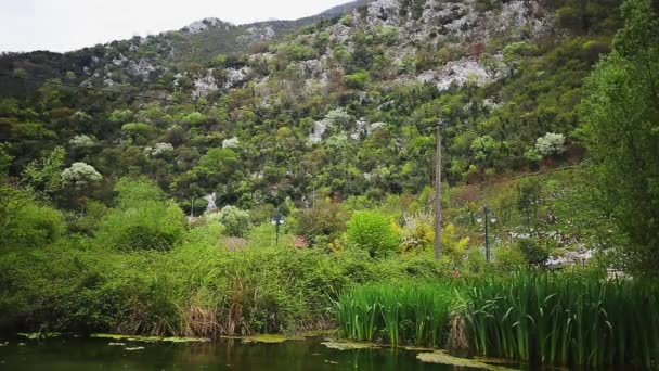 Lago em Montenegro, a aldeia de Morin — Vídeo de Stock