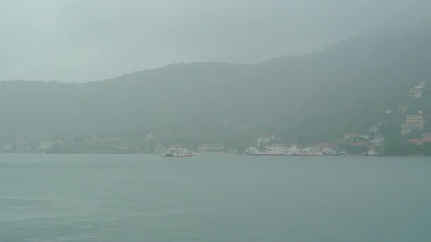A ferry in the Boka Bay of Kotor in Montenegro, from Lepetane to — Stock Video