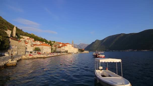 The old town of Perast on the shore of Kotor Bay, Montenegro. Th — Stock Video