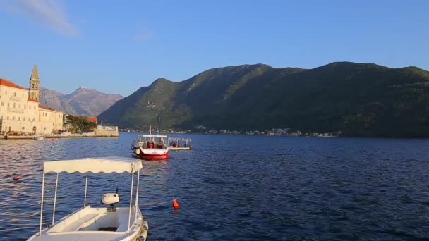 旧镇的 Perast 上的科托尔湾、 黑山海岸。Th — 图库视频影像