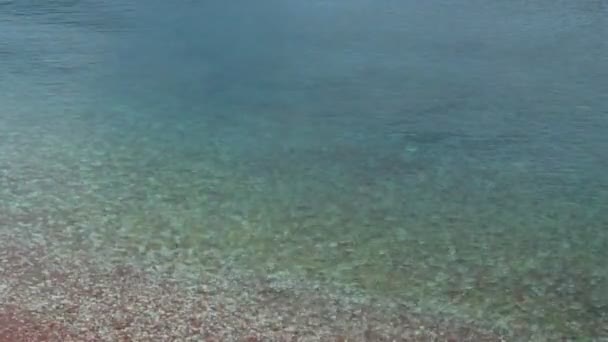 Pebbles on the beach. Texture of the sea shore. The Adriatic Sea — Stock Video