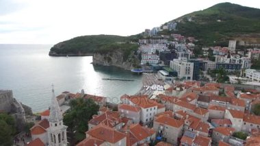 Eski şehir, Budva, drone ile çekim hava