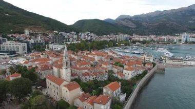 Eski şehir, Budva, drone ile çekim hava