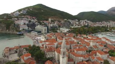 Eski şehir, Budva, drone ile çekim hava