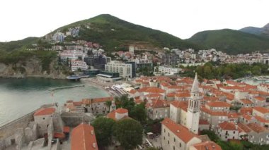 Eski şehir, Budva, drone ile çekim hava