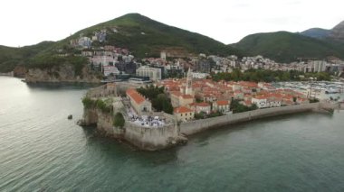 Eski şehir, Budva, drone ile çekim hava