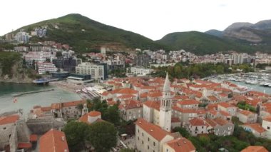 Eski şehir, Budva, drone ile çekim hava